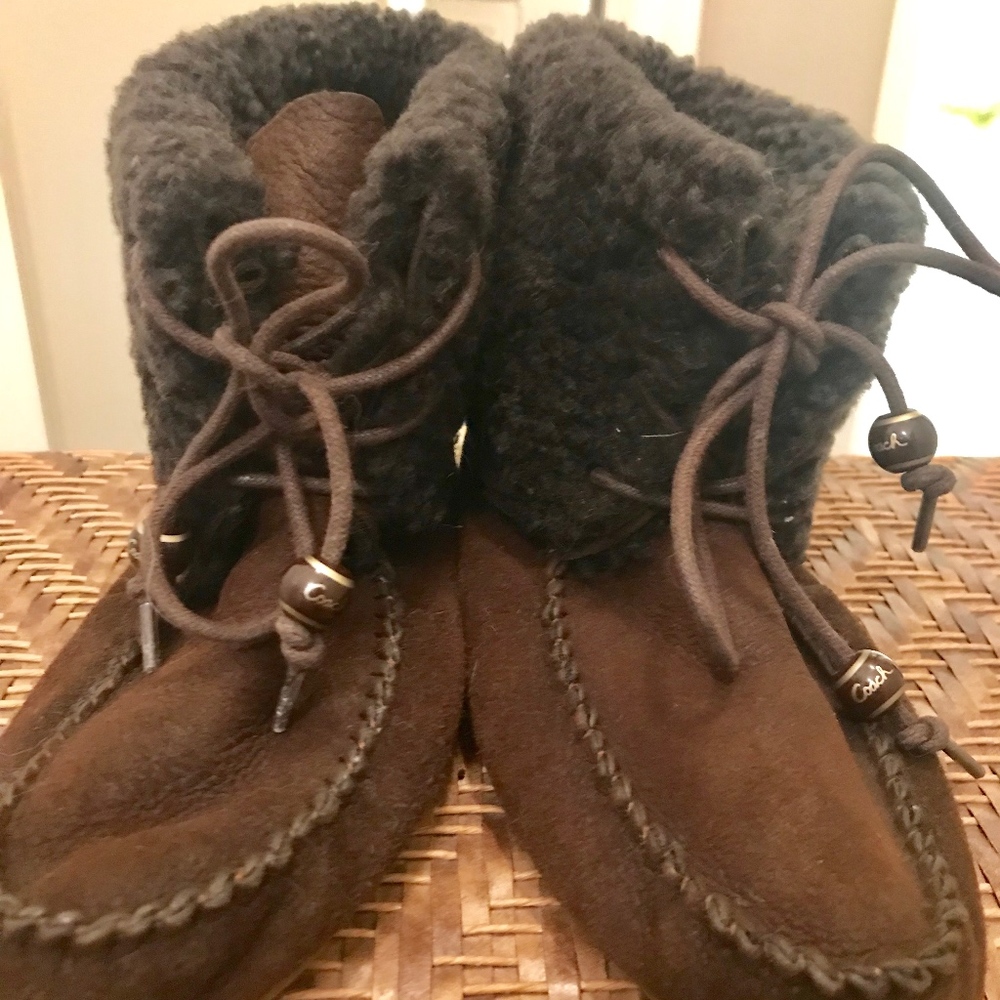 Coach Cathee Real Sheerling Fur lined Moccasins